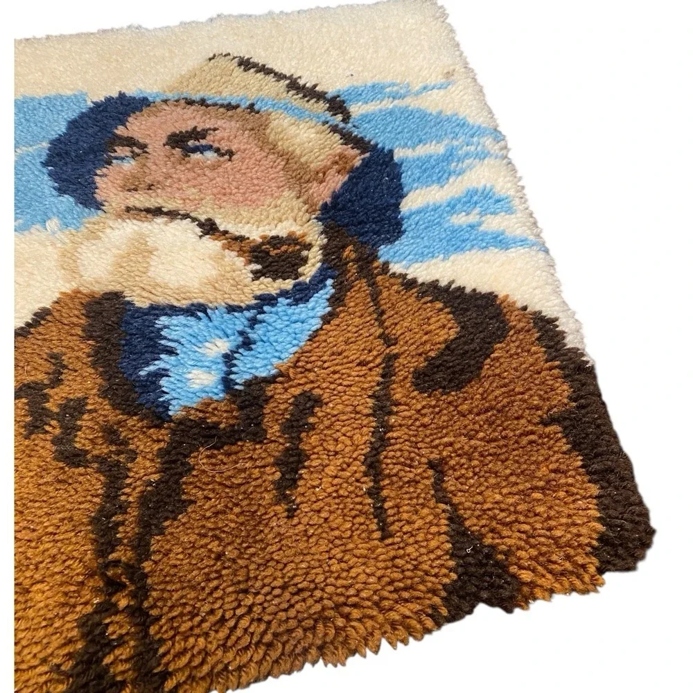 Vtg 90s Rug The Fisherman Latch Hook Bathroom Bedroom Decor 25x20 Nautical CLEAN